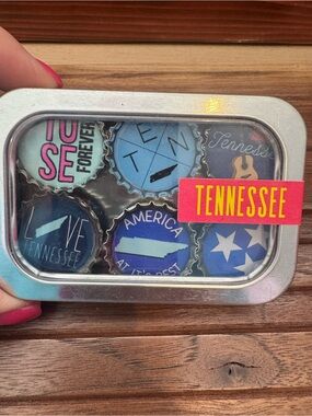 Tennessee Souvenir Bottle Cap Magnet Set - Blue Accent